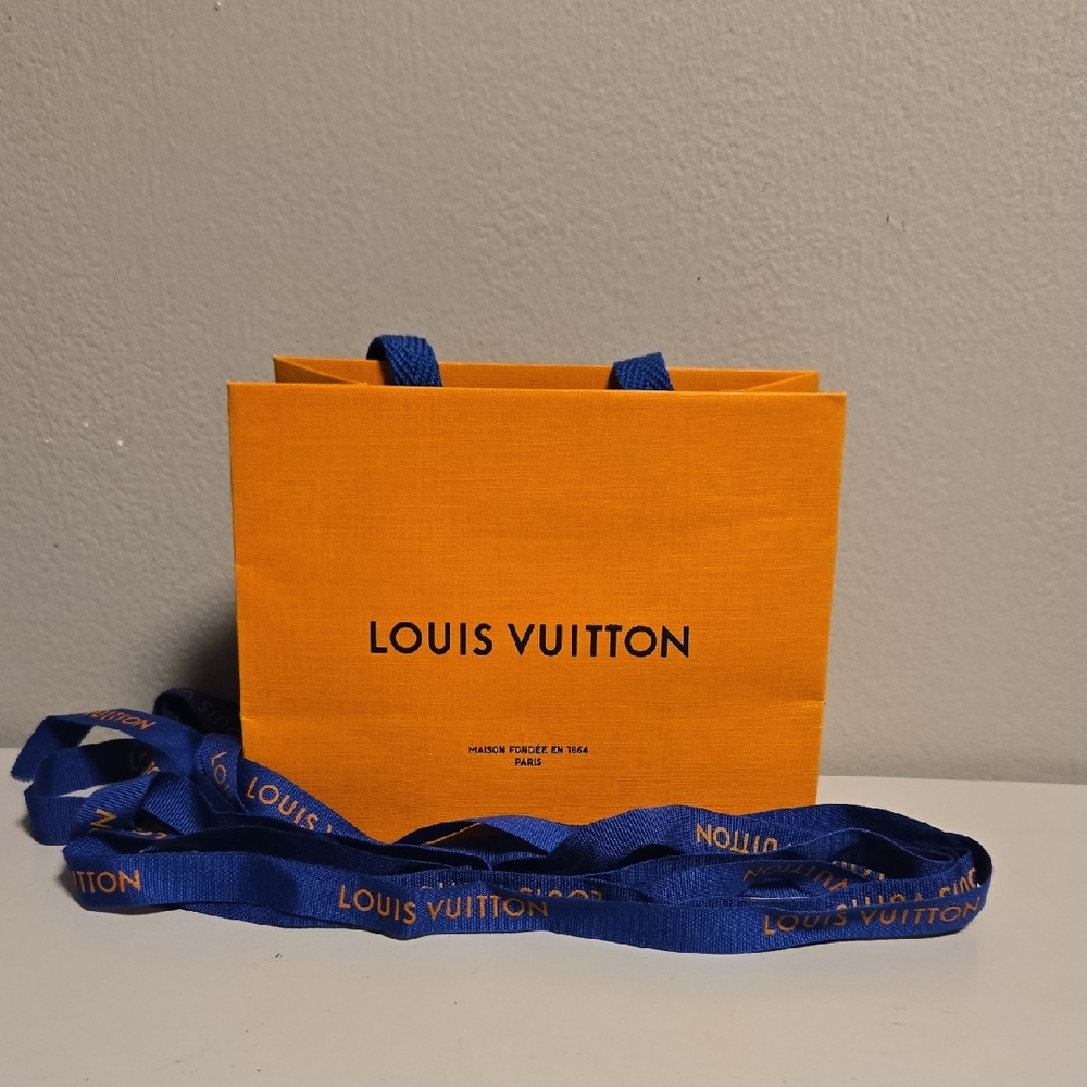 Louis Vuitton Orange Gift Bag with Blue Ribbon